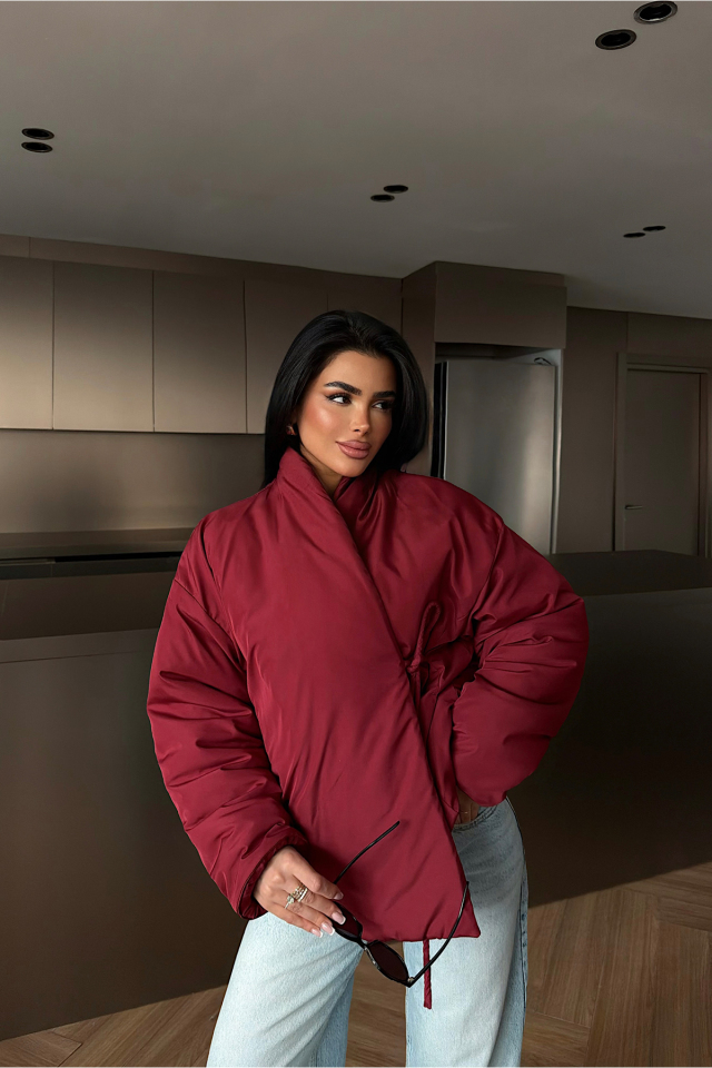 Kırmızı Chleo Şişme Mont ATE-2379 - EYYO