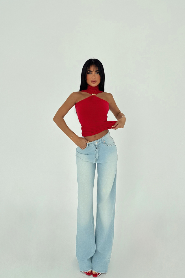 Kırmızı Nolia Aksesuar Detaylı Bluz ATE-2832