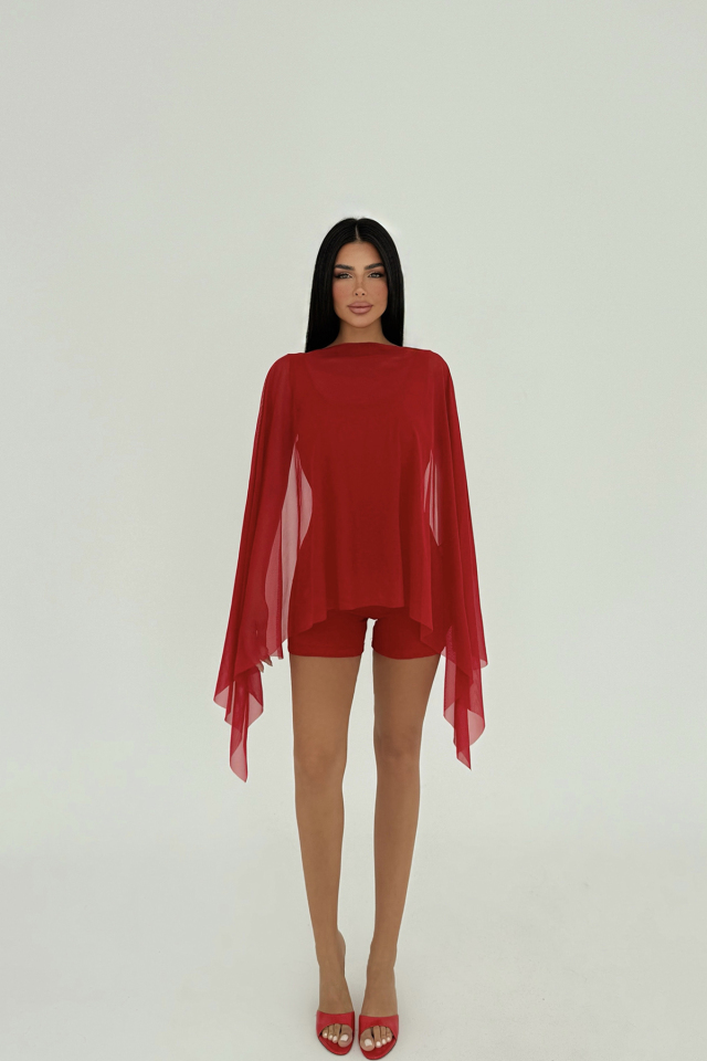 Kırmızı Carrie Mini Tulum ATE-2679