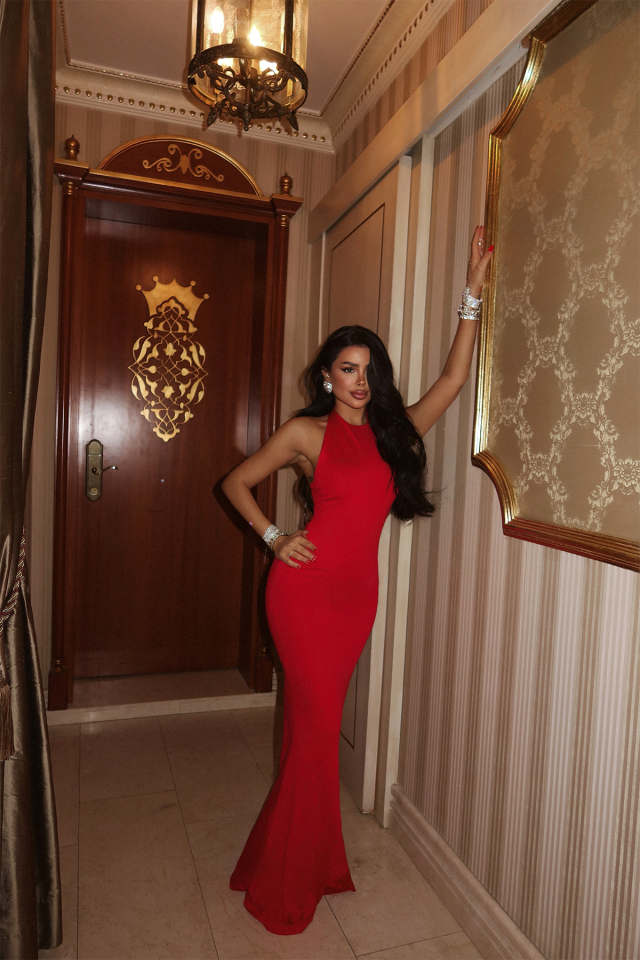 Kırmızı Thelma Uzun Elbise ATE-2245 - EYYO