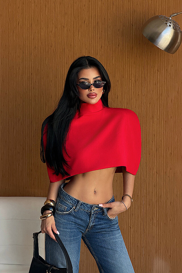 Kırmızı Suuti Crop Bluz