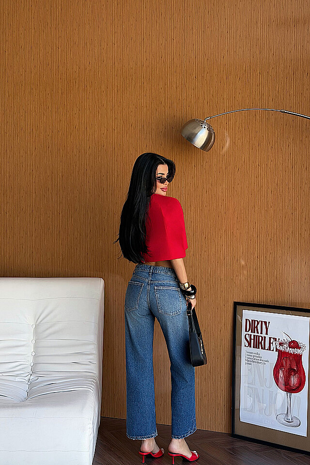 Kırmızı Suuti Crop Bluz