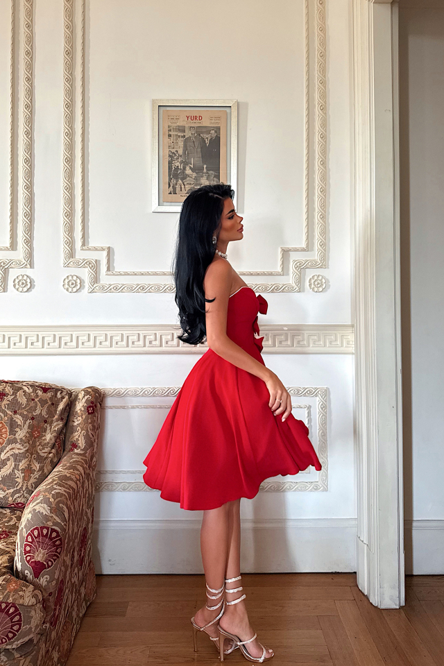 Kırmızı Leomie Mini Elbise ATE-3904