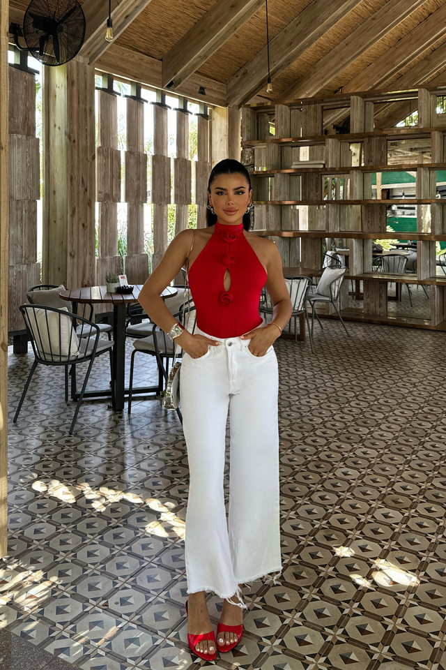 Kırmızı Rose Bodysuit ATE-0246