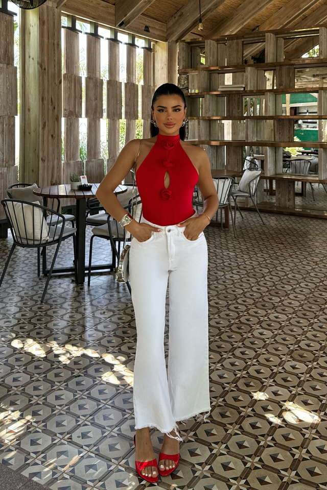 Kırmızı Rose Bodysuit ATE-0246