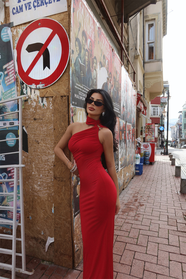 Kırmızı Marcia Uzun Elbise ATE-2415 - EYYO