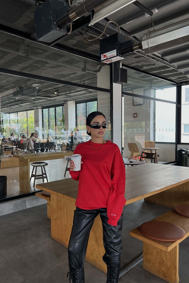 Kırmızı Oversize Basic Sweat ATE2513