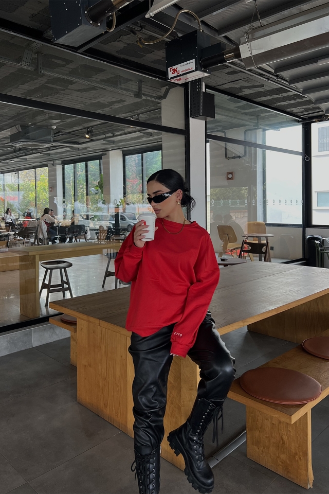 Kırmızı Oversize Basic Sweat ATE2513