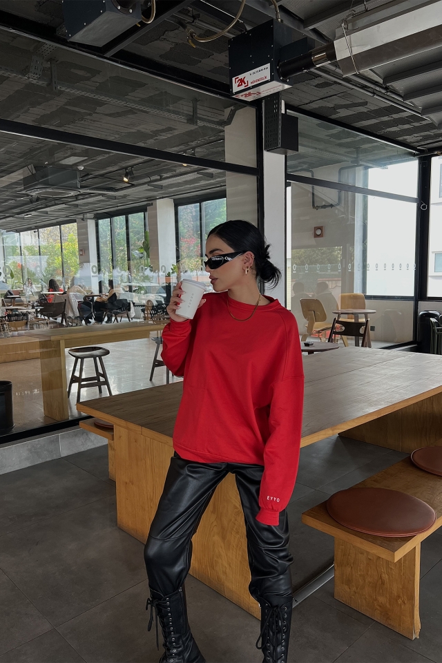 Kırmızı Oversize Basic Sweat ATE2513