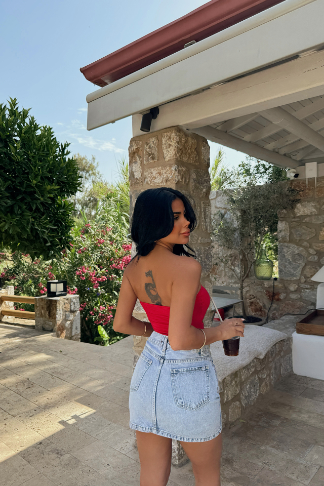 Kırmızı Pencere Detay Bodysuit ATE-0082