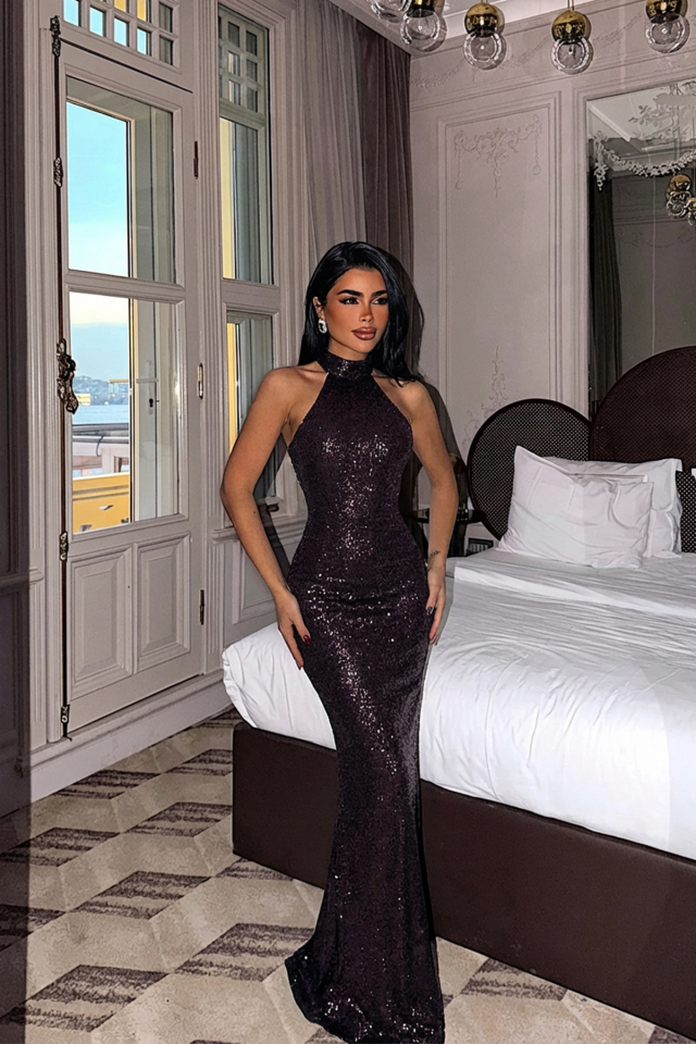 Kırmızı Shion Payetli Elbise ATE-3658 - EYYO