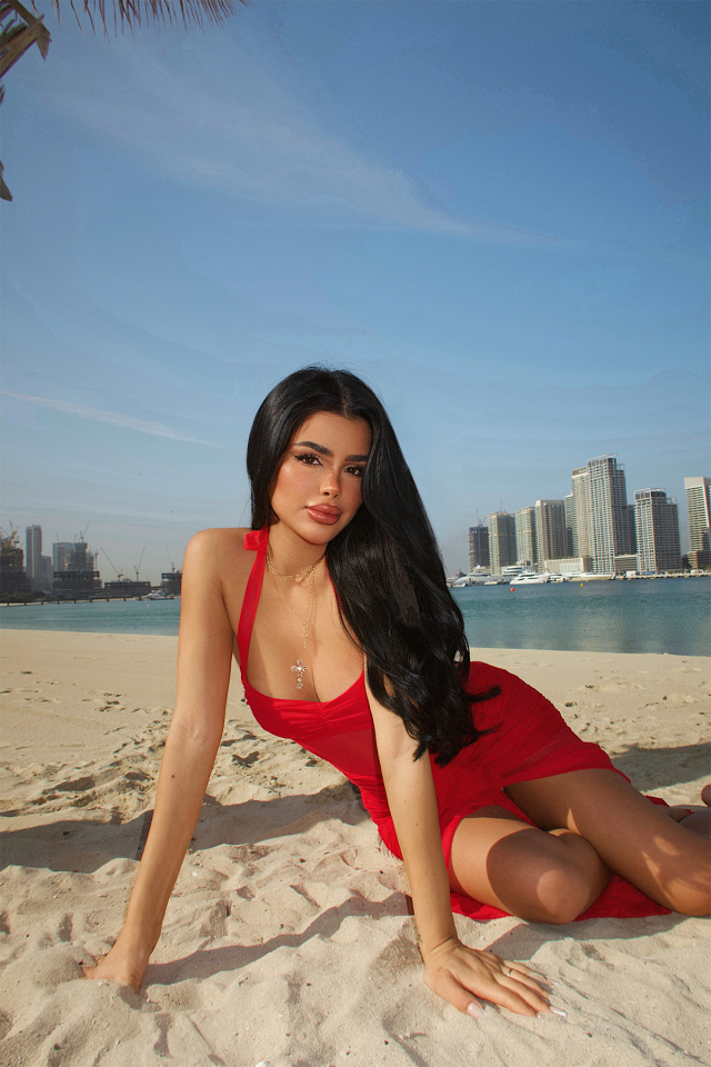 Kırmızı Farley Tül Uzun Elbise ATE-4702 - EYYO