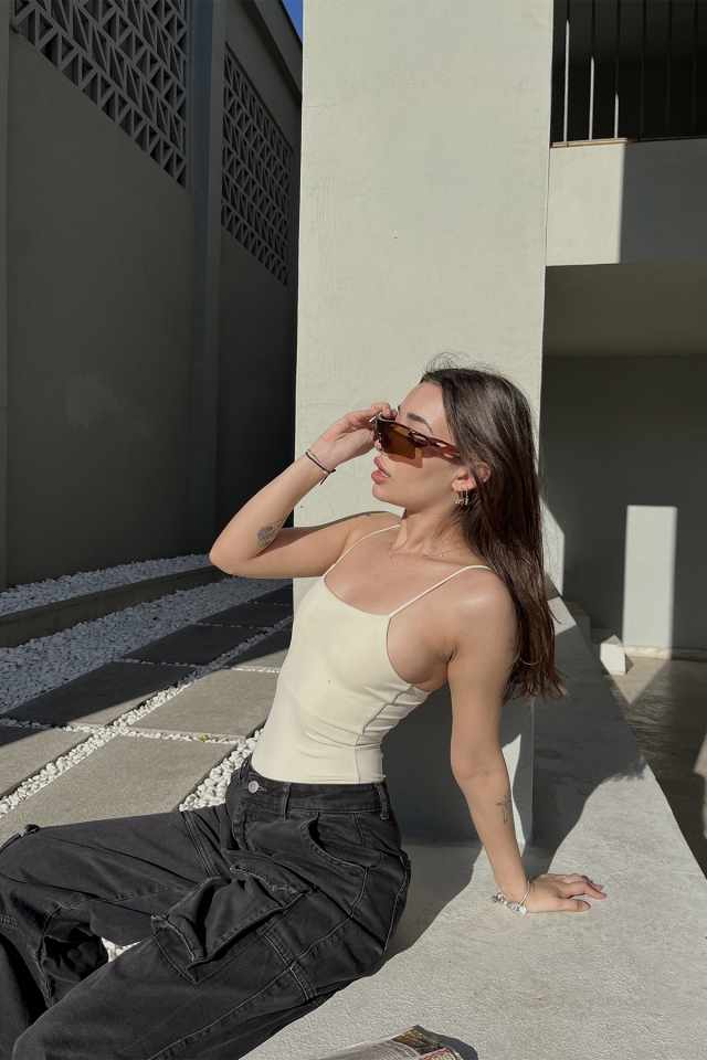 Krem Askılı Bodysuit ATE5108