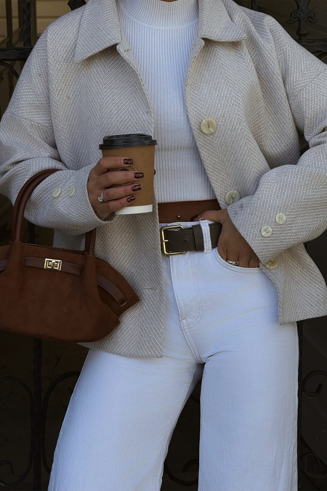 Krem Cep Detay Anjali Ceket ATE-1915 - EYYO