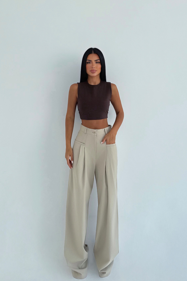Krem Kyota Cep Detaylı Pantolon ATE-2287