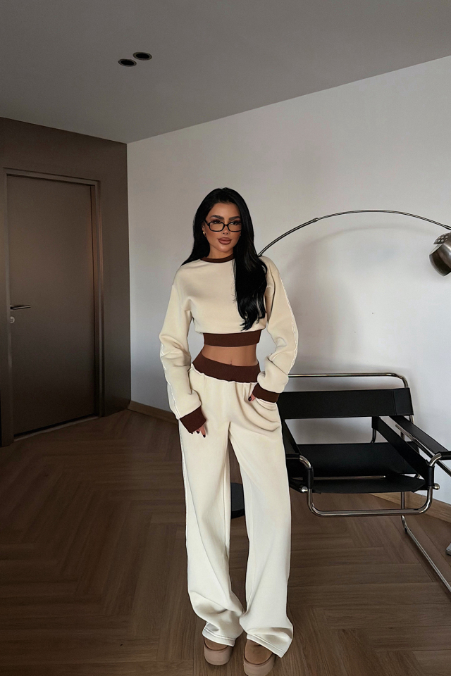 Krem Quill Eşofman Takımı ATE-4082 - EYYO