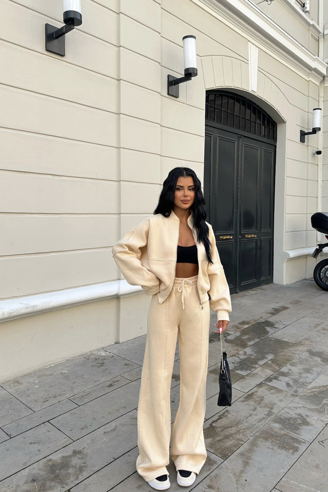 Krem Fermuar Detay Takım ATE-0416 - EYYO