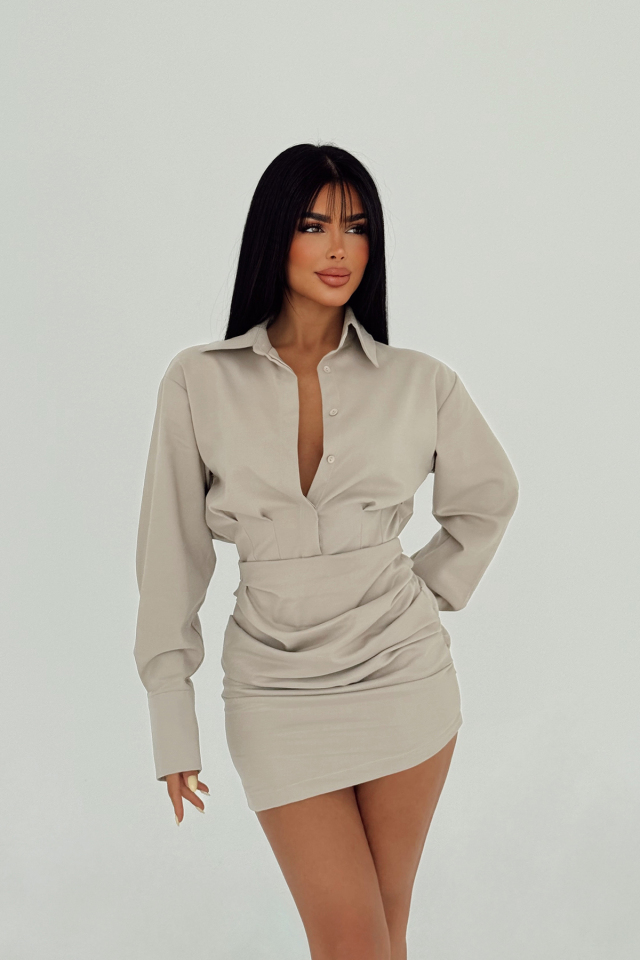 Krem Despina Mini Elbise ATE-2206