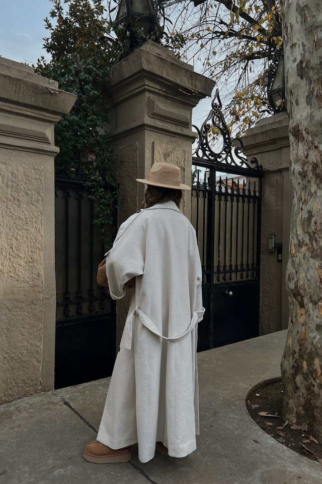 Krem Oversize Kaşe Kaban ATE2915