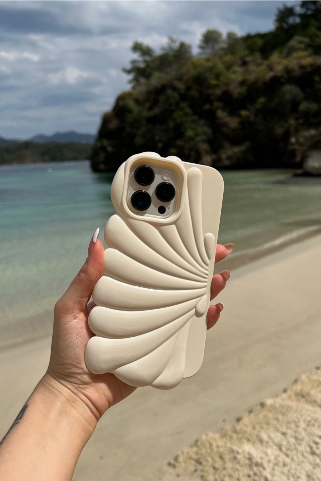 Krem Deniz Kabuğu Telefon Kabı ATE6593 - EYYO