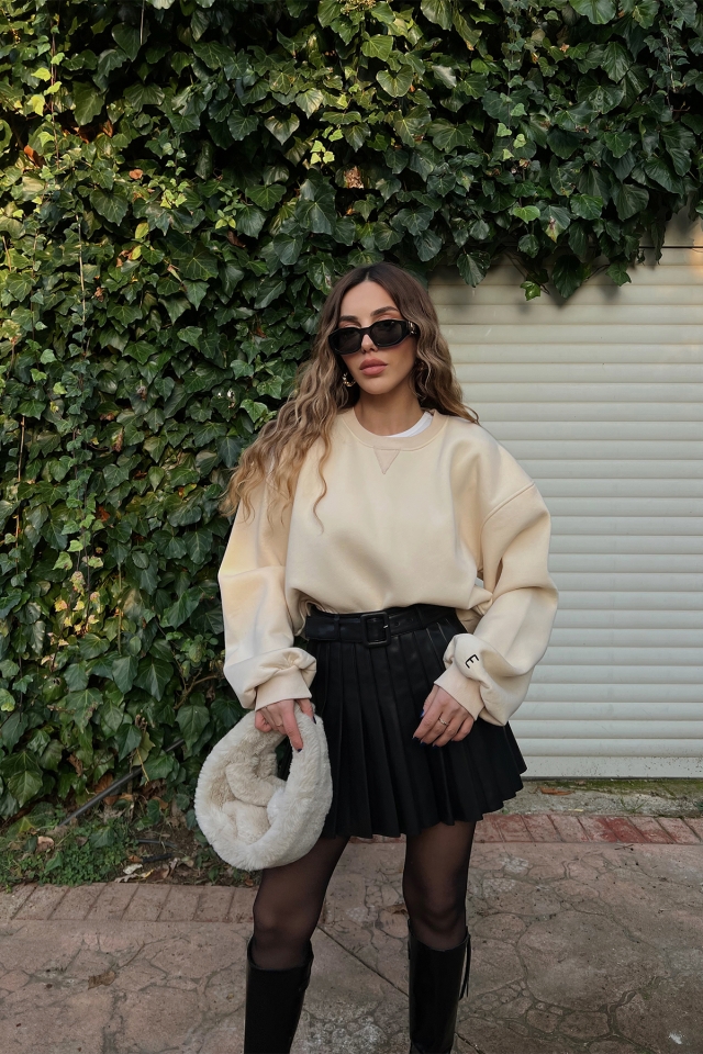 Krem Oversize Basic Sweat ATE3167 - EYYO