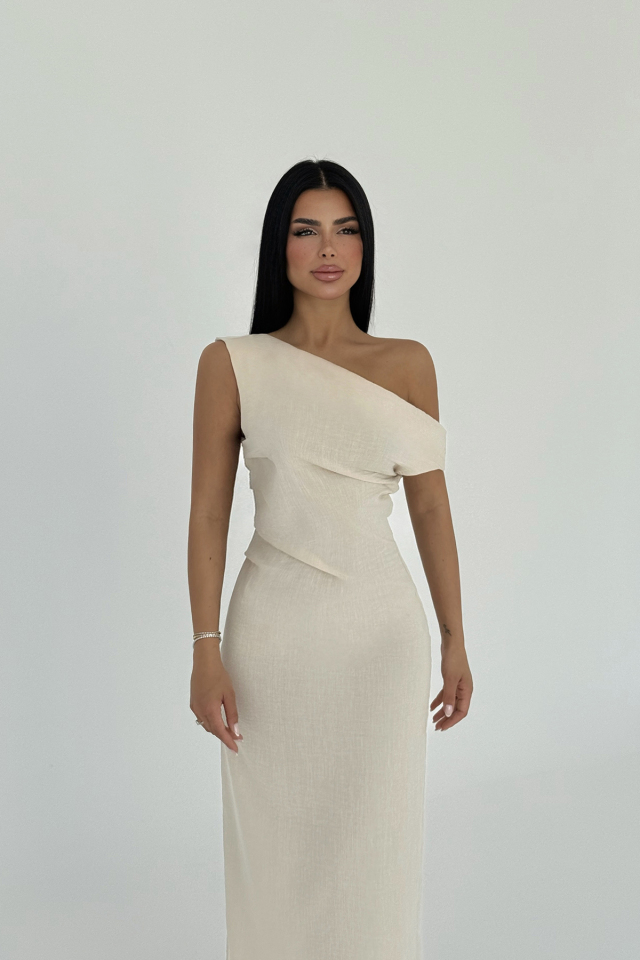 Krem Clea Uzun Elbise ATE-2693