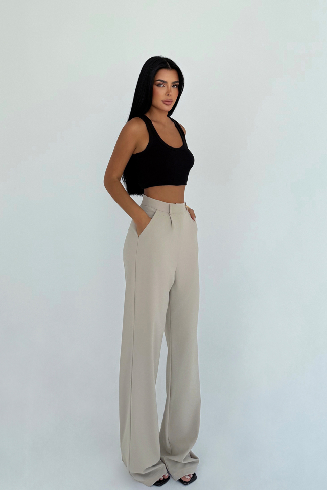 Krem Sorine Yüksel Bel Pantolon ATE-2990