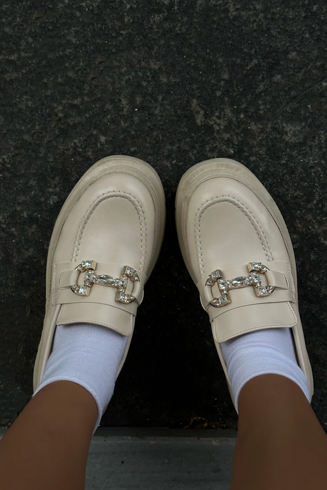 Krem Yüksek Taban Toka Detay Ayakkabı ATEL4093 - EYYO