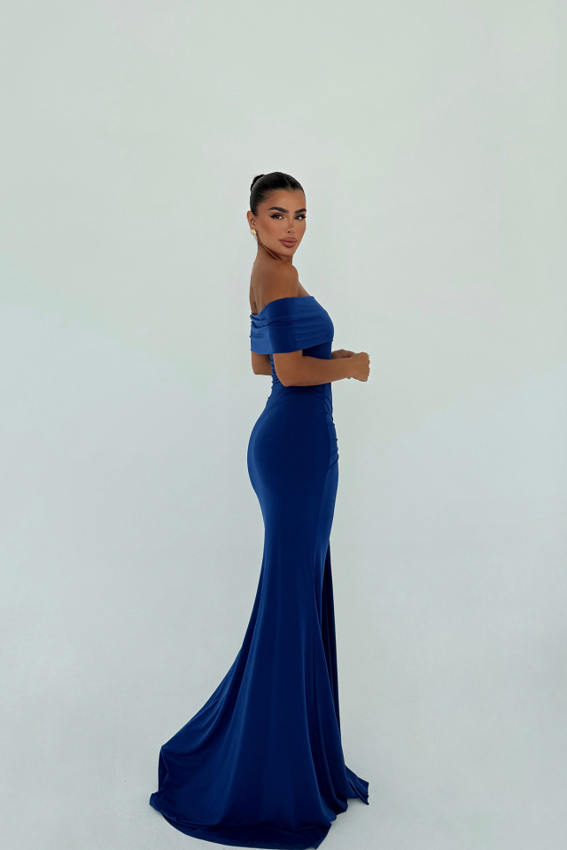 Lacivert Allayia Uzun Elbise ATE-3082