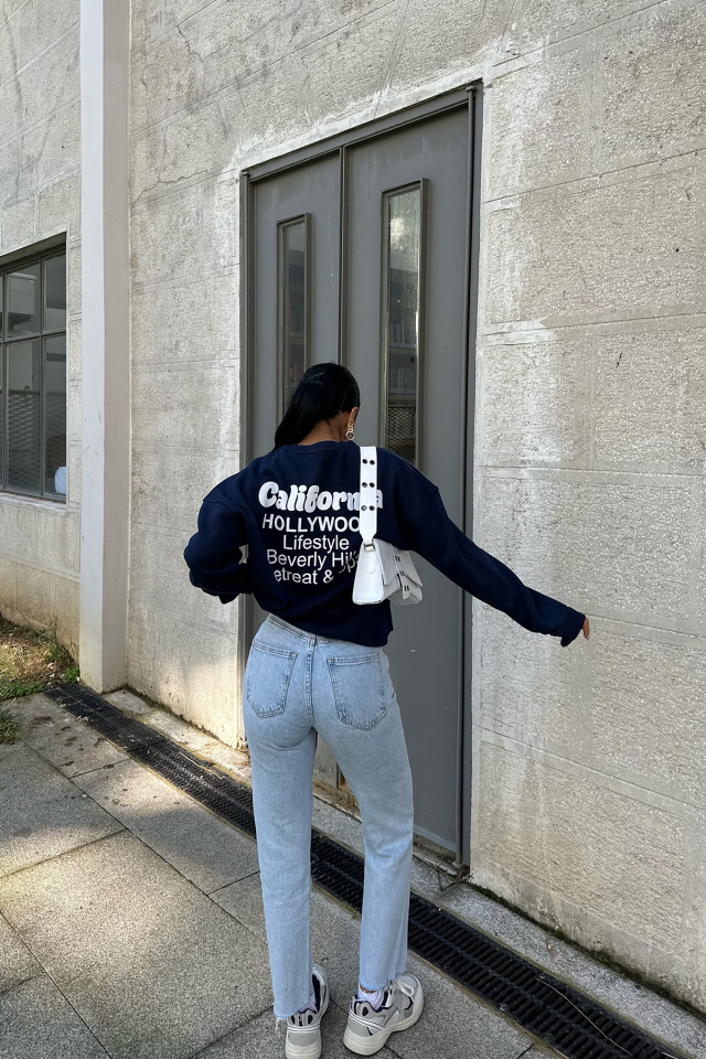 Lacivert Arkası Yazılı Sweat ATE-0280