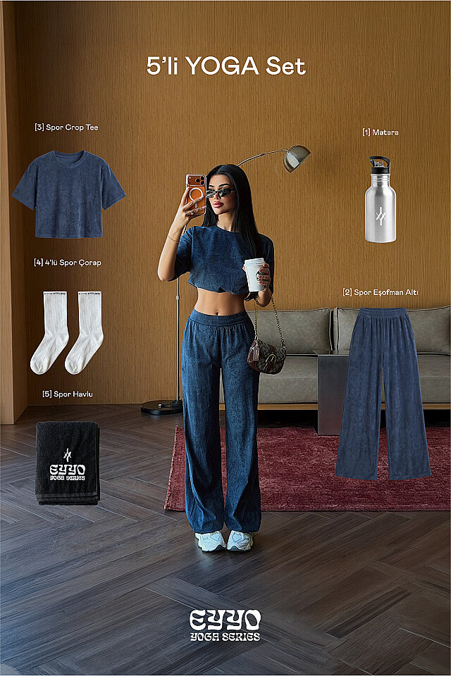 Lacivert Azeji 5'li Yoga Set