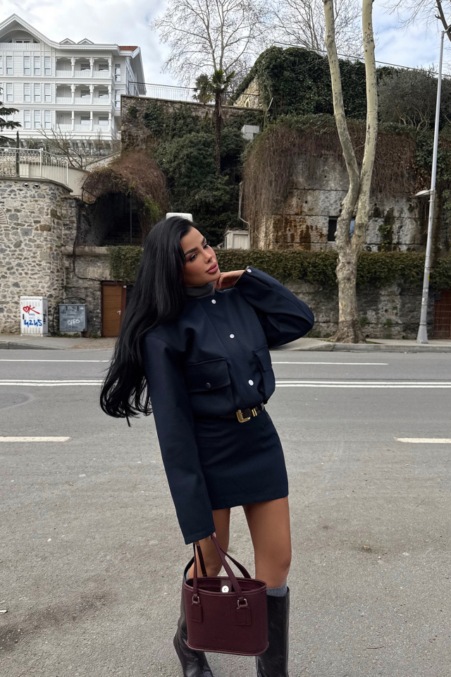 Lacivert Letica Ceket ATE-2385 - EYYO