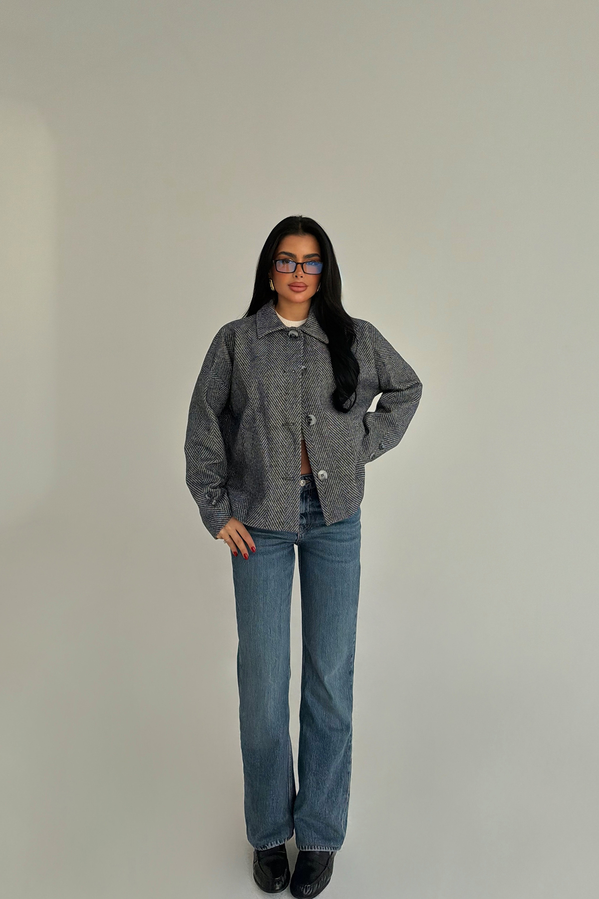Lacivert Vehla kaşe ceket ATE-3856