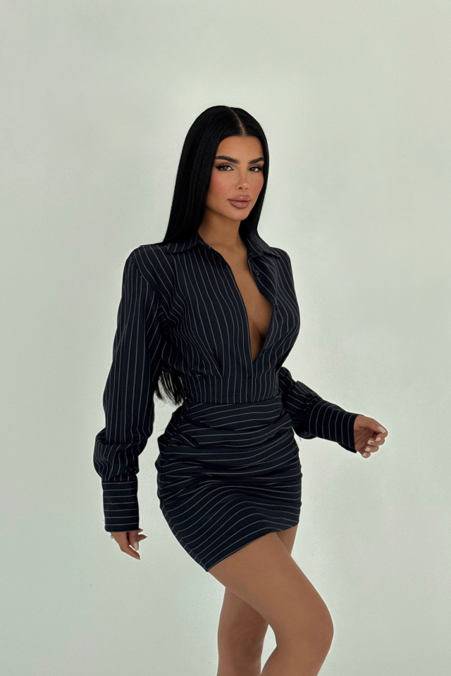 Lacivert Antoine Mini Elbise ATE-2214
