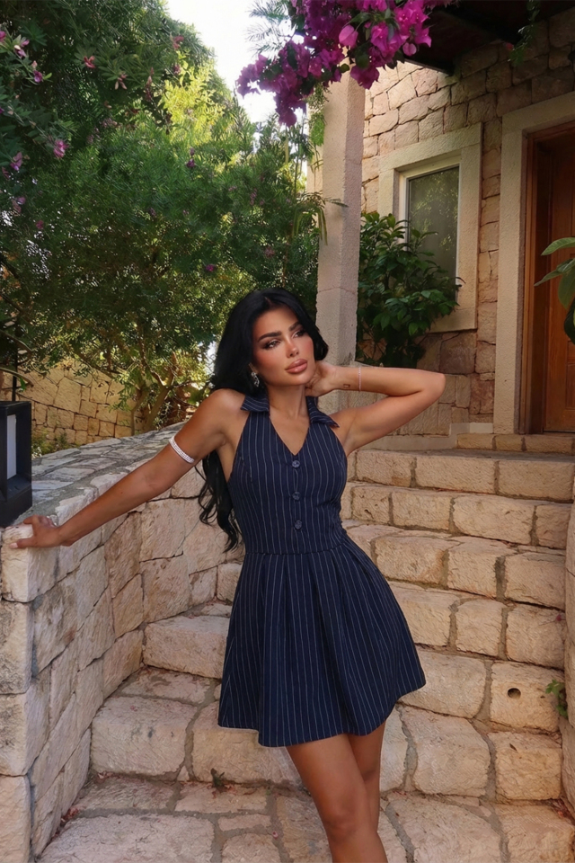 Lacivert Tania Elbise ATE-1831 - EYYO