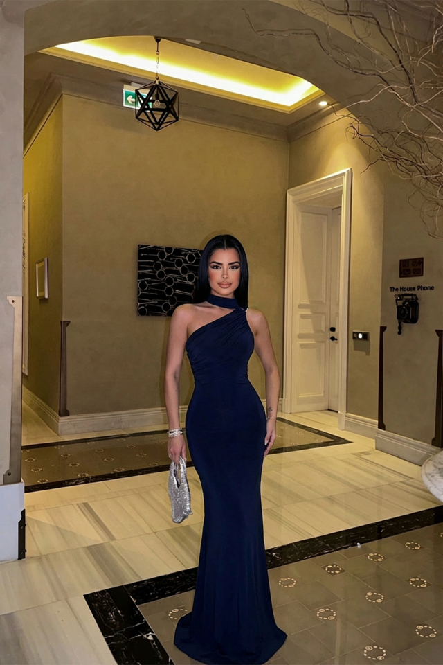 Lacivert Marcia Uzun Elbise ATE-2483 - EYYO