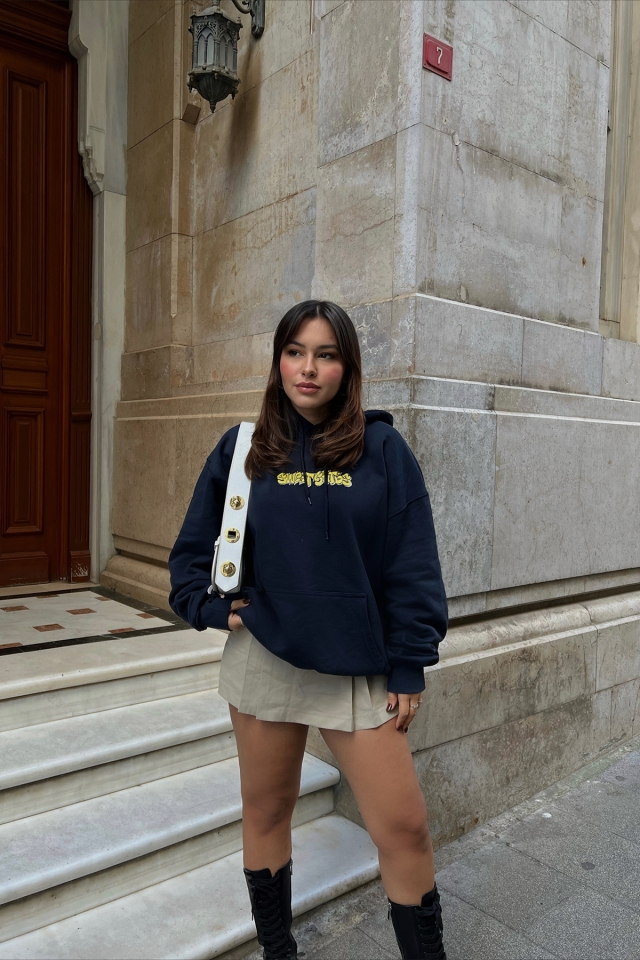 Lacivert Önü Baskılı Sweat ATE2353