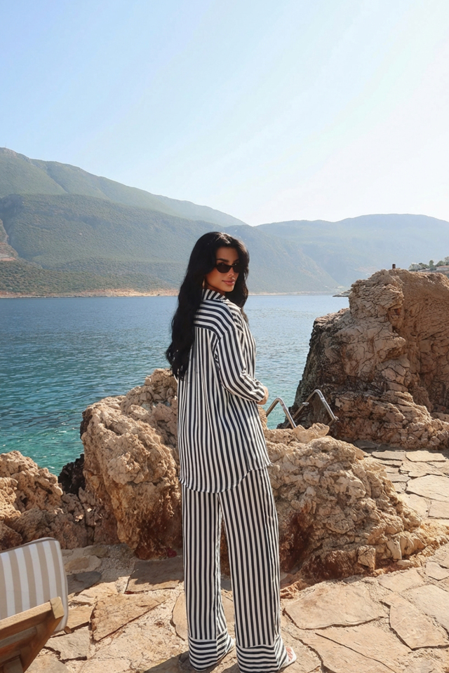 Lacivert Aleida Çizgili Takım ATE-2757