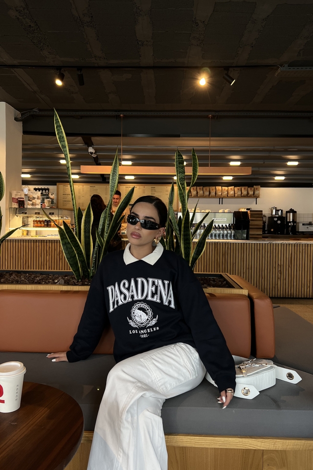 Lacivert Pasedena Baskılı Sweat ATE2463