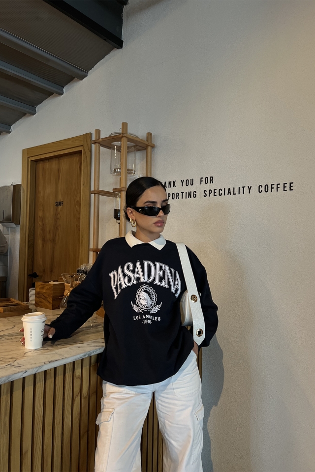 Lacivert Pasedena Baskılı Sweat ATE2463