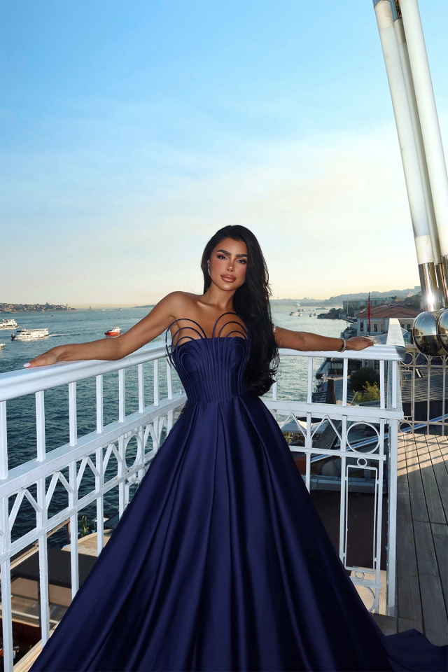 Lacivert Alivia Uzun Abiye ATE-3272