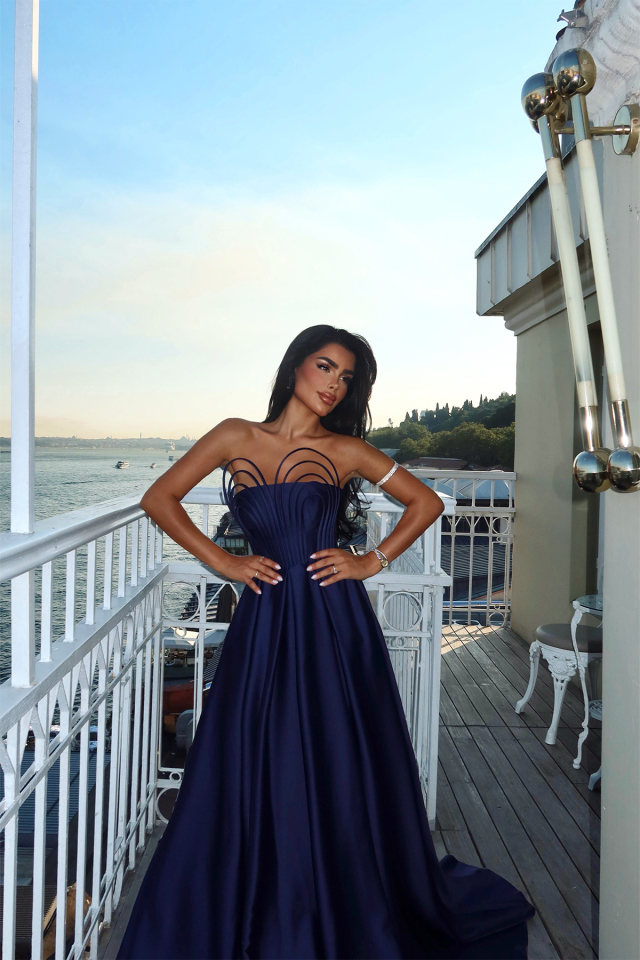 Lacivert Alivia Uzun Abiye ATE-3272