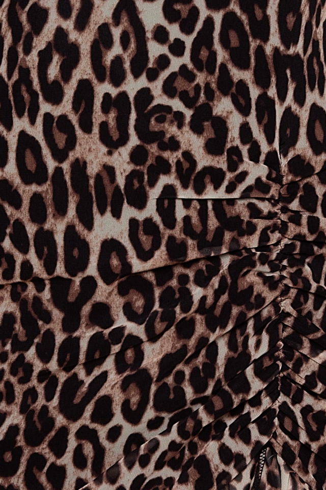 Rachel Leopar Askılı Mini Elbise R101