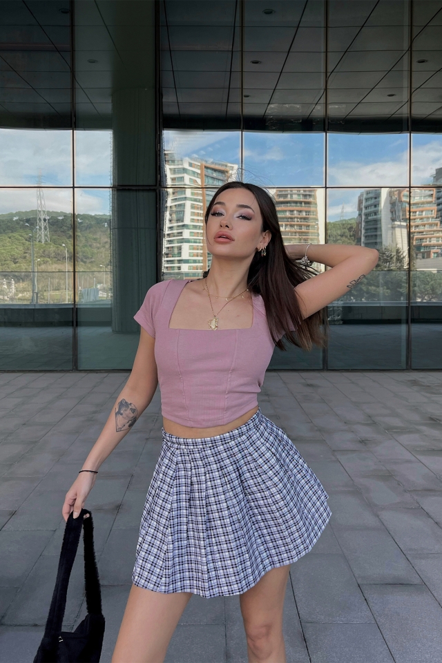Lila Kare Yaka Crop Top ATE4365