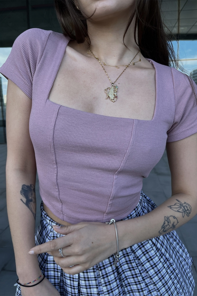 Lila Kare Yaka Crop Top ATE4365