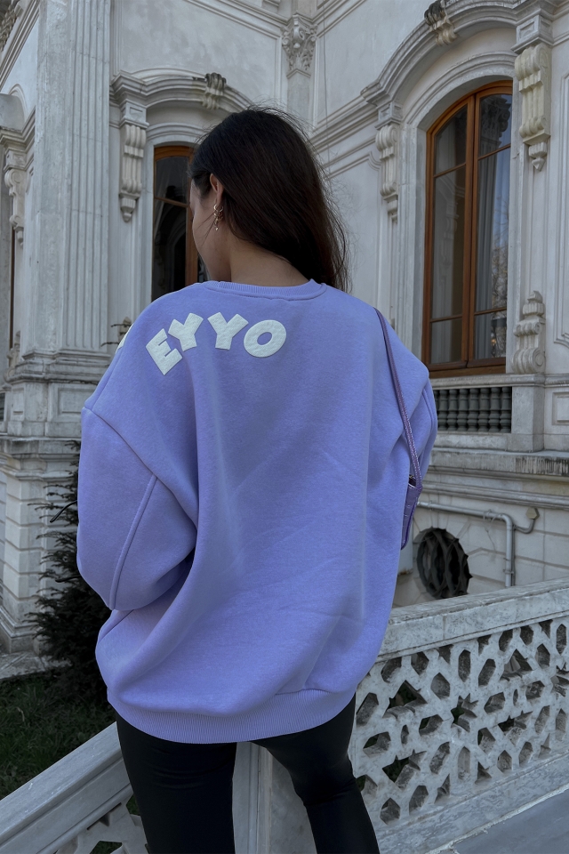 Lila Oversize Yazılı Sweat ATE3231