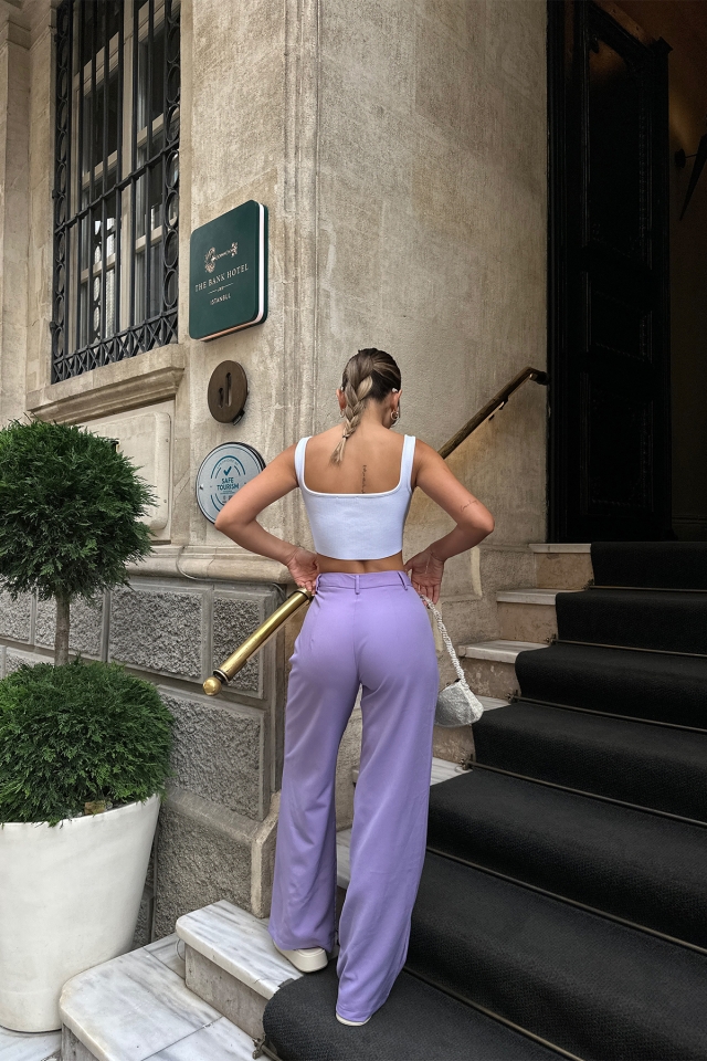 Lila Yüksek Bel Pantolon ATE7109