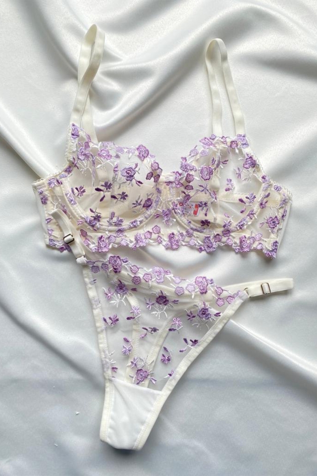 Lilac Flower Pattern Underwear ATE6877 - EYYO