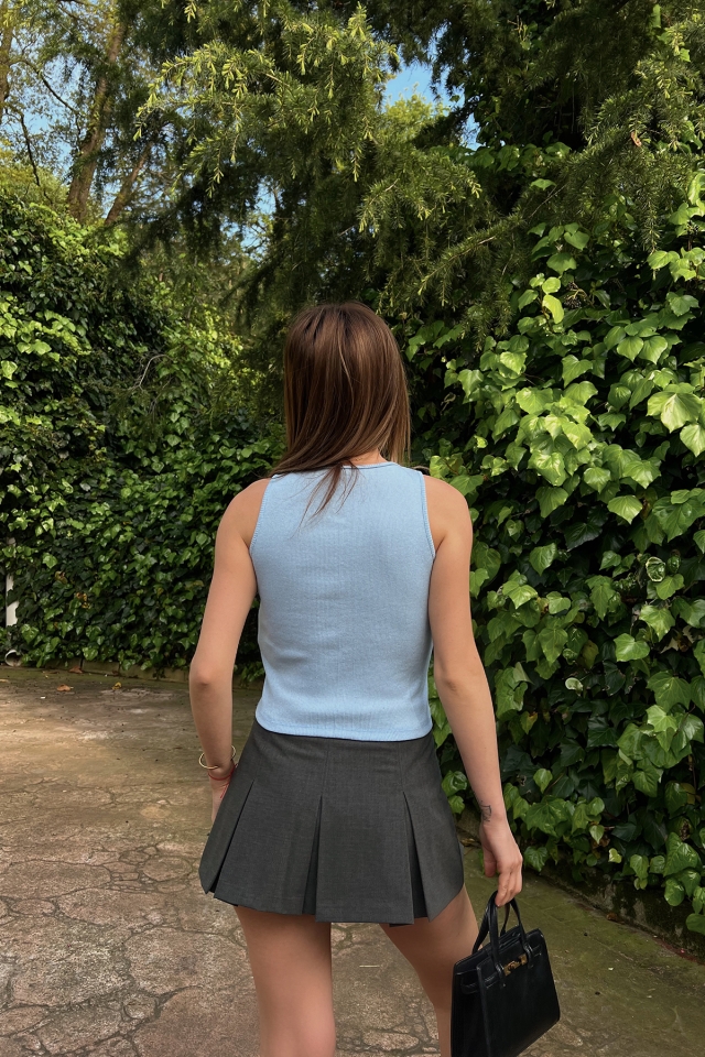 Mavi Askılı Basic Crop Top ATE6431