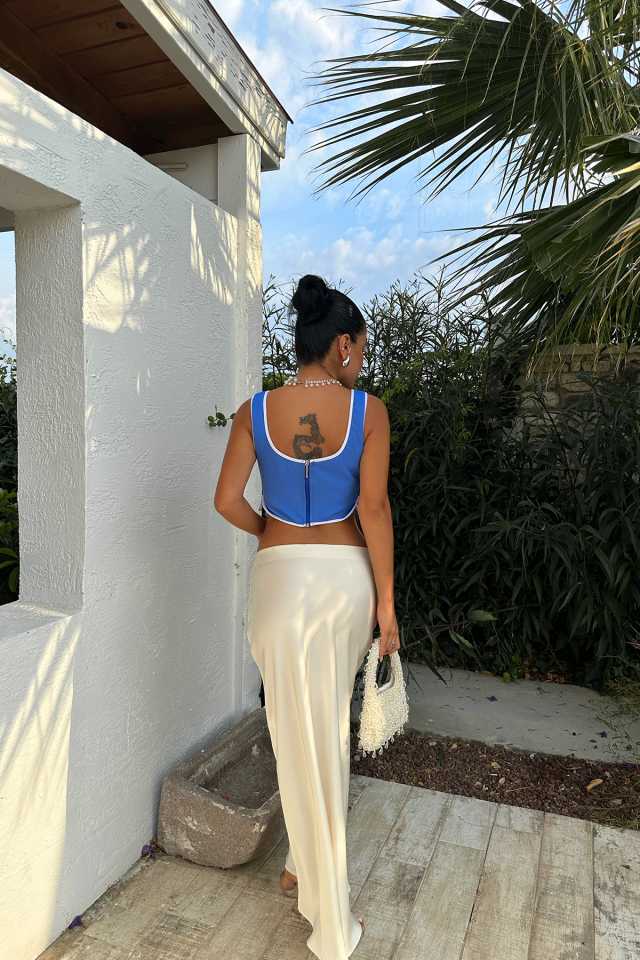Mavi Askılı Crop Top ATE8607